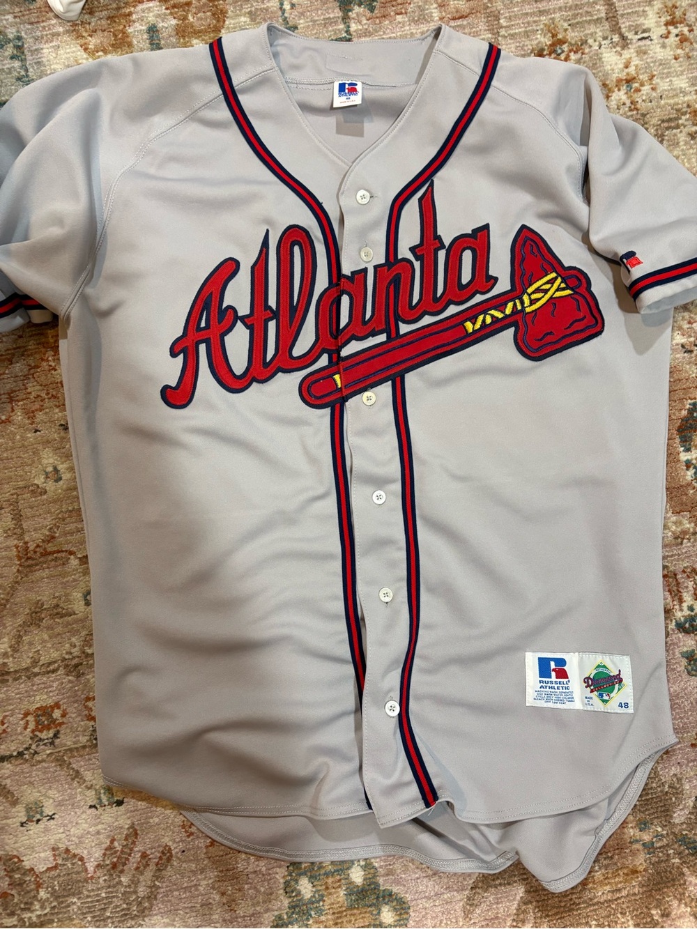 Russell Athletic Atlanta Grey Jersey with Red & Navy Trim